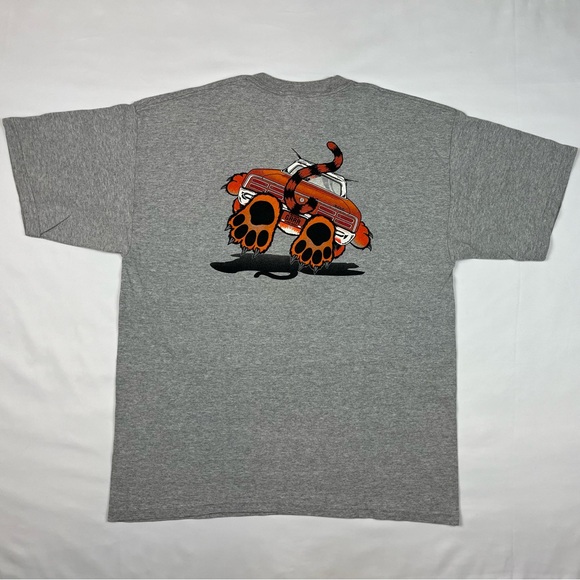 Vtg Pontiac GTO Cheetah Mens T-Shirt XL Y2K Double Sided Grey Hot Rod B7 - Picture 2 of 9